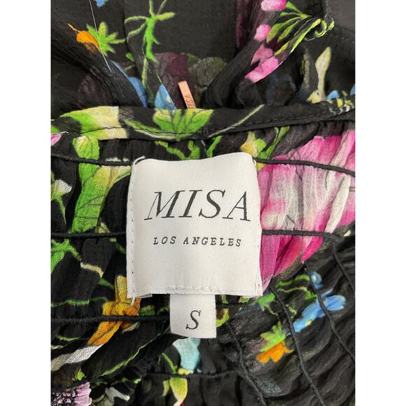 Misa Los Angeles 'Paola' Black Chiffon Top Size S - Picture 4 of 5